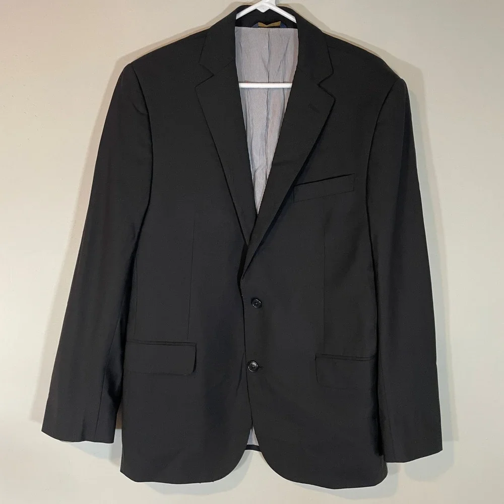 Brooks Brothers Explorer Regent Fit Black Wool Blend Blazer Jacket 42L Mens